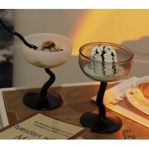 网红ins风冰激凌杯奶茶奶昔甜品玻璃杯子高脚布丁冰淇淋碗雪糕杯